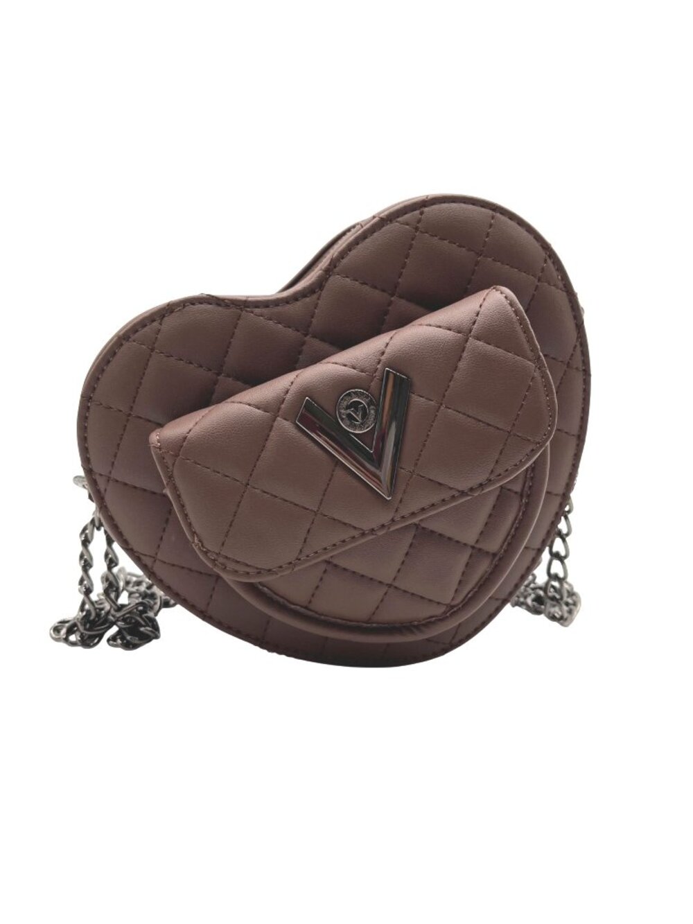Valentino Orlandi Brown Faux Leather Heart Crossbody bag